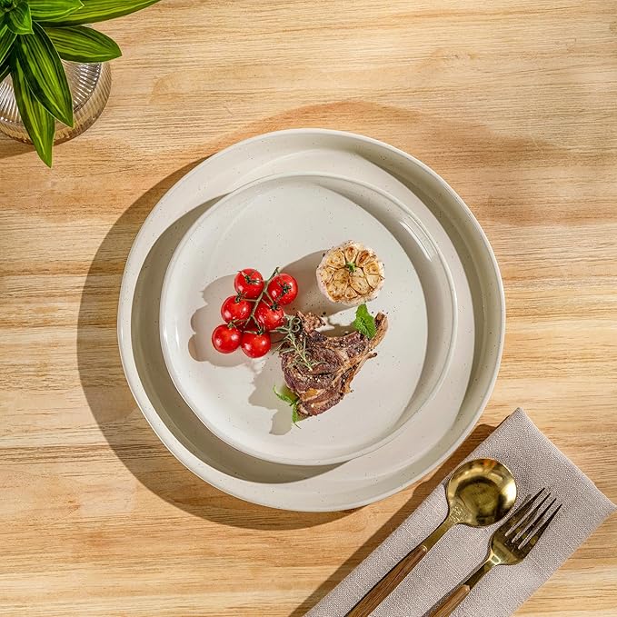 AmorArc Ceramic Dinnerware Sets with Pasta Bowls for 6, Handpainted Plates and Bowls Set with Rustic Terracotta Underside, Scratch Resistant Dishes Set, Dishwasher & Microwave Safe, 24 Pcs