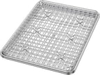 100% Recycled Aluminum by Baker's Secret, Bakeware Set 4pcs, 2x Baking Trays for Oven Cookie Sheet 18" with 2x Stainless Steel Rack, Non Toxic- PTFE,PFAS,PFOA Free - The Natural Aluminum Collection