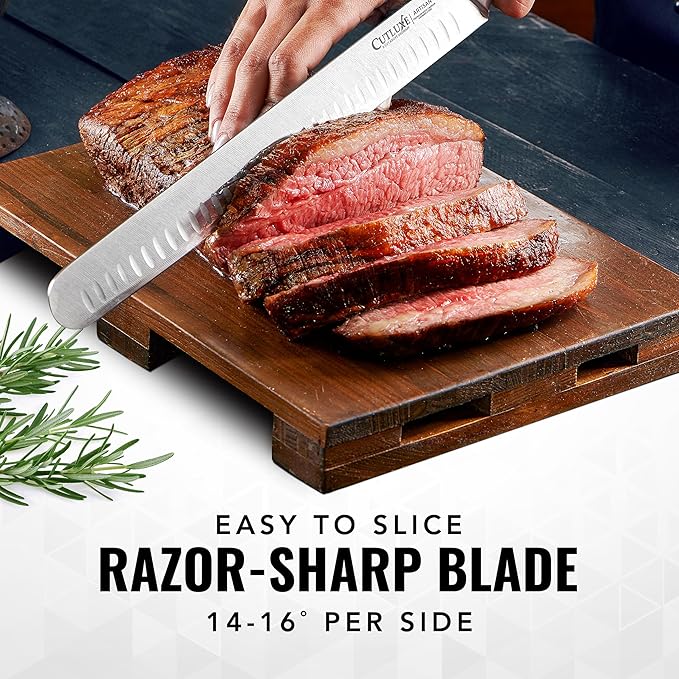 Cutluxe Brisket Knife – 12" Carving & Slicing Knife for Meat & BBQ – Razor Sharp German Steel, Sheath Included, Ergonomic Full Tang Handle Design – Artisan Series