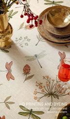 ISAENNE Designer Floral Linen Small Rectangular Tablecloth,French Off White Elegant Table Cloth,Washable Home Decor Tablecloths for Dining Thanksgiving Kitchen Christmas,55"*71"-Grace B