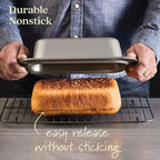 Anolon Advanced Nonstick Bakeware 2-Piece Loaf Pan Set, Gray with Silicone Grips - 54715