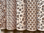 HALLOWEEN 3 Mini Embossed Rolling Pin Set. Wooden Laser Engraved Textured rolling pins for Cookies, Modeline, Ceramic with Skulls, Bats, Halloween by Algis Crafts